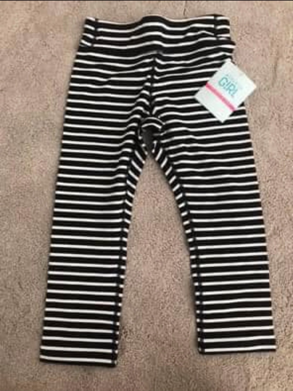 Athleta Black & White Striped Girls Leggings